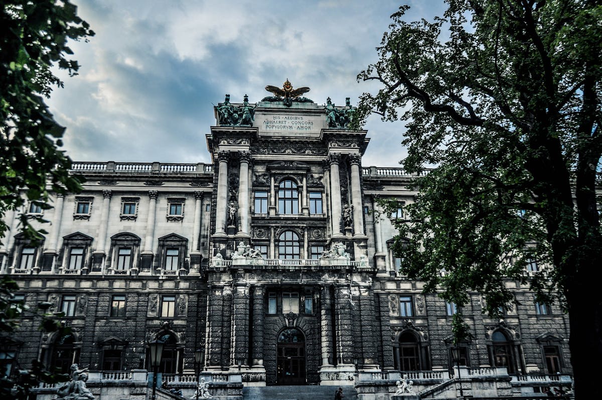 The grand facade of the Neue Burg wing of the Hofburg Palace in Vienna