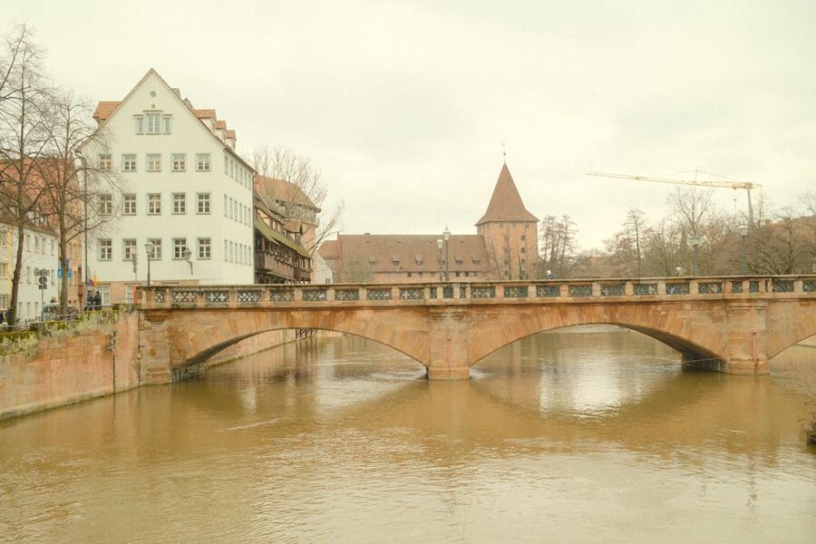 Nuremberg historic bridge over river