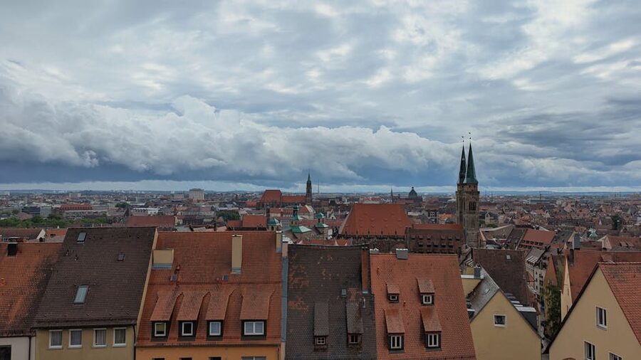 Nuremberg historic buildings moody sky