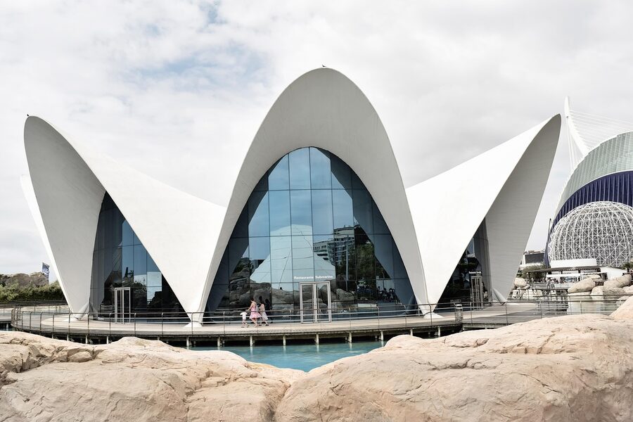 Oceanarium building exterior in Valencia Spain