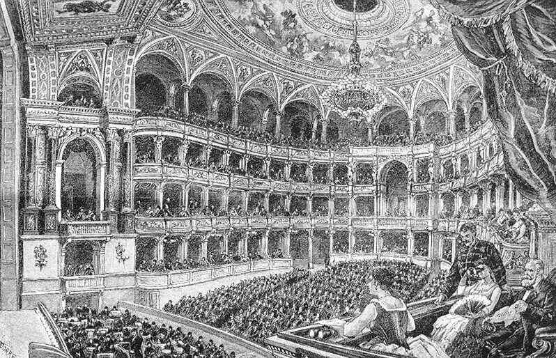 Hungarian State Opera House auditorium 1894 historical print