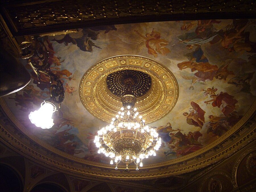 Painted ceiling fresco Hungarian State Opera House Budapest