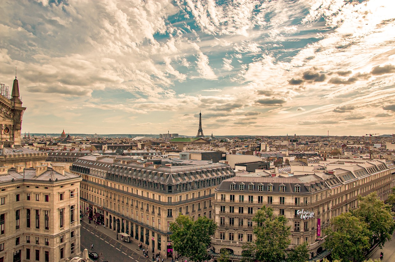 Paris cityscape with Eiffel Tower and historic buildings