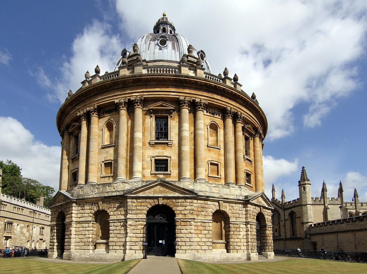 Close up view of the Radcliffe Camera historic library building in Oxford