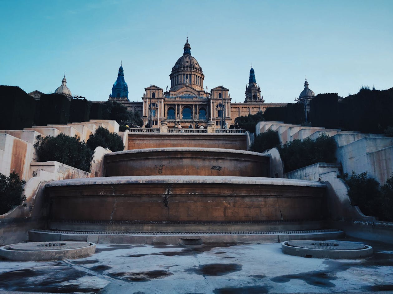 Palau Nacional and the Magic Fountain of Montjuic during daytime