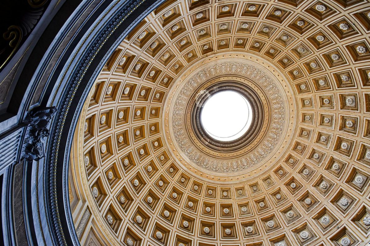 Intricate coffered design of the Pantheon dome in Rome