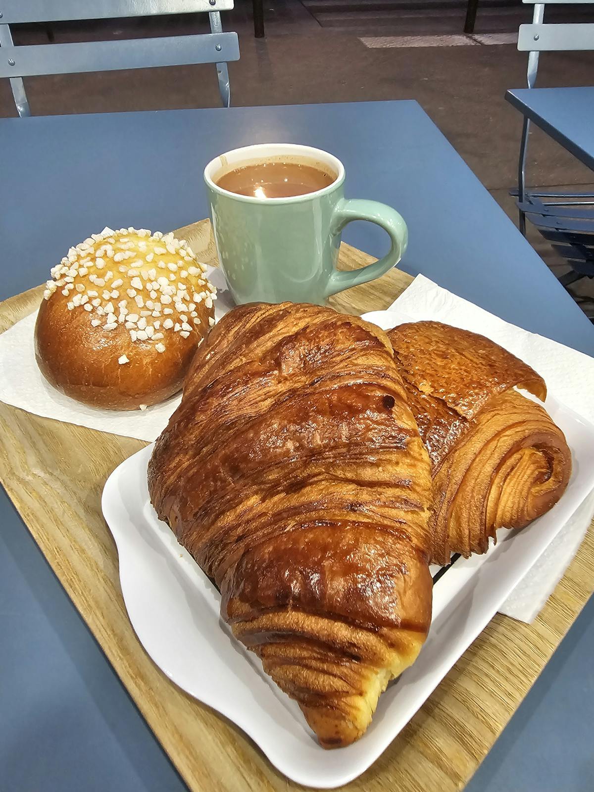 Fresh pastries and coffee served at a Parisian cafe