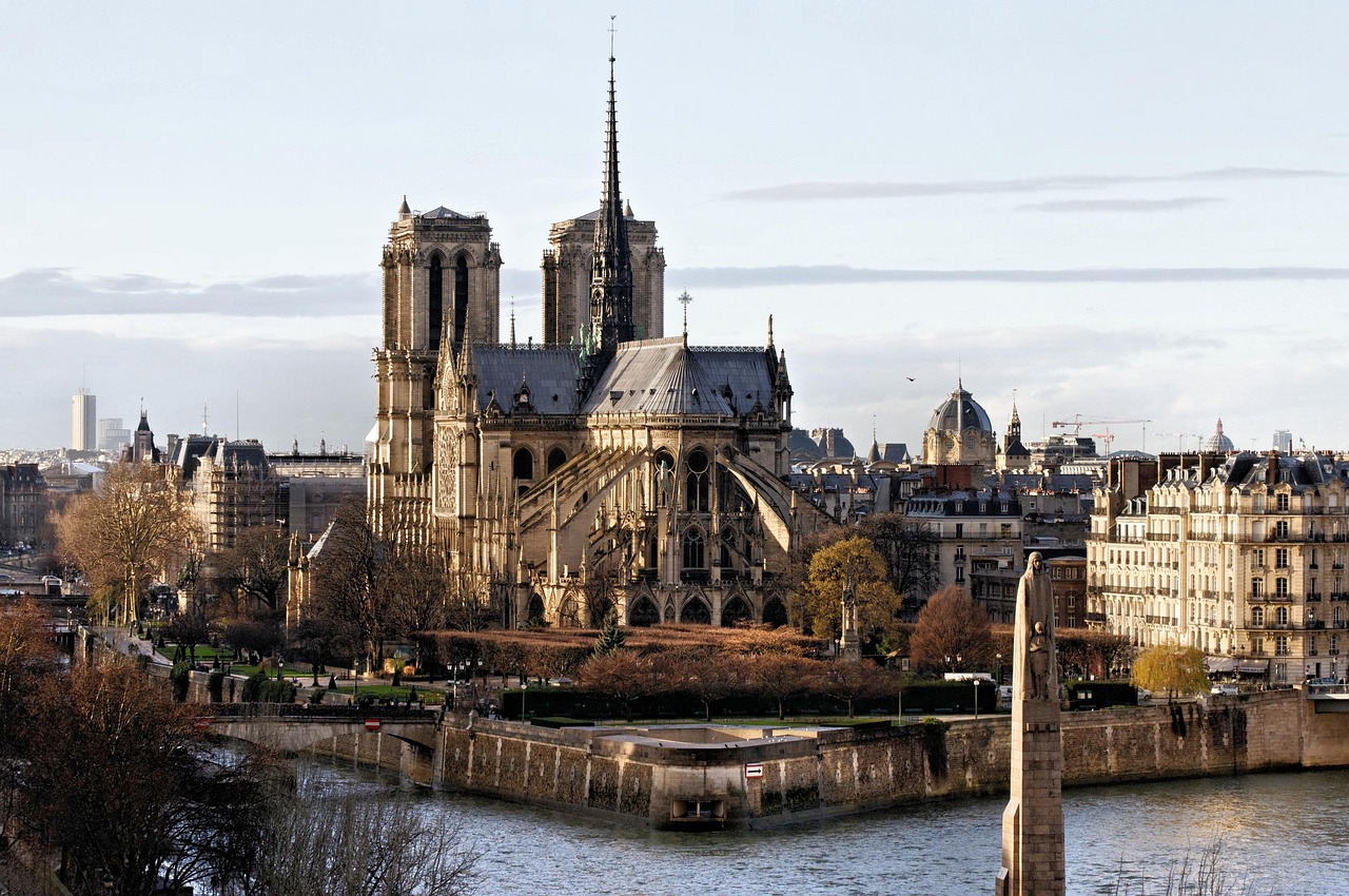 Notre-Dame de Paris cathedral viewed across the Seine River