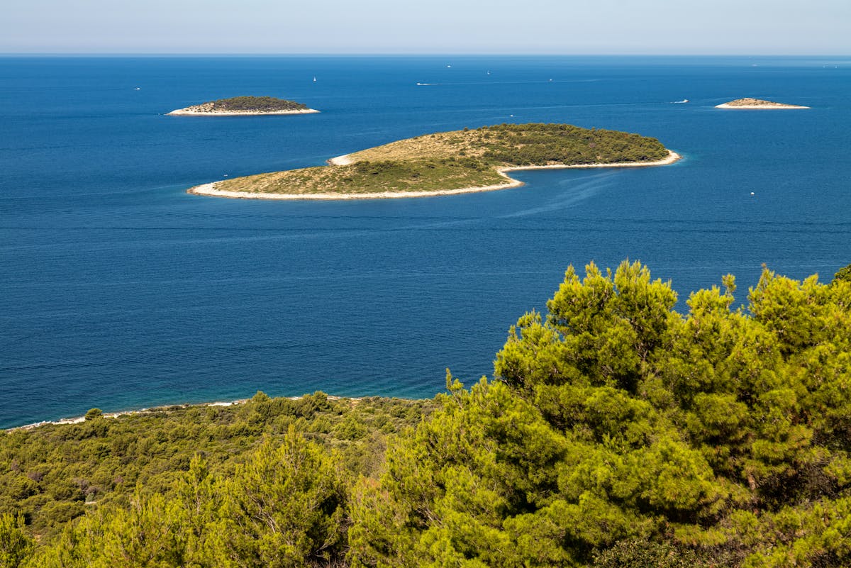 Aerial view of Adriatic islands near Croatia