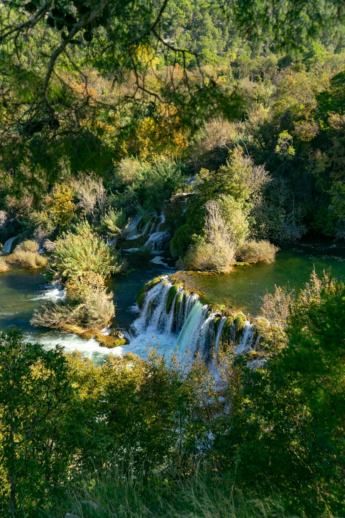 Lush waterfalls in Krka National Park