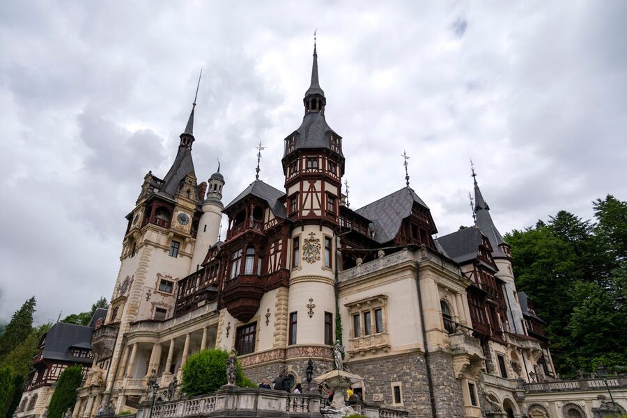 Peles Castle in the Carpathian Mountains Romania