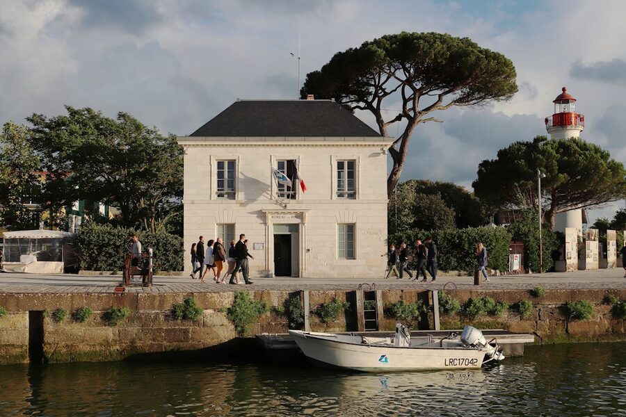 Scenic view of the harbour and historic buildings in La Rochelle France