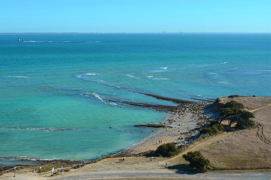 Aerial view of a turquoise beach in Nouvelle-Aquitaine France