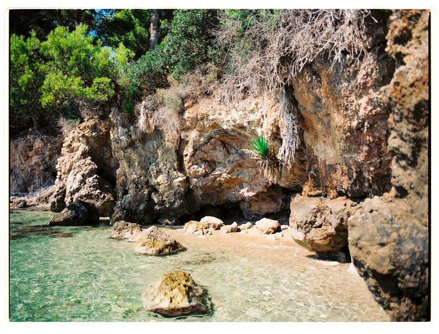 Beautiful rocky coastline with turquoise waters along the coast of Mallorca
