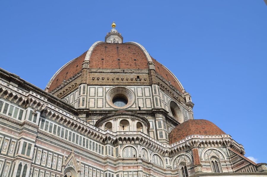 Stunning view of the Florence Cathedral dome under a clear blue sky