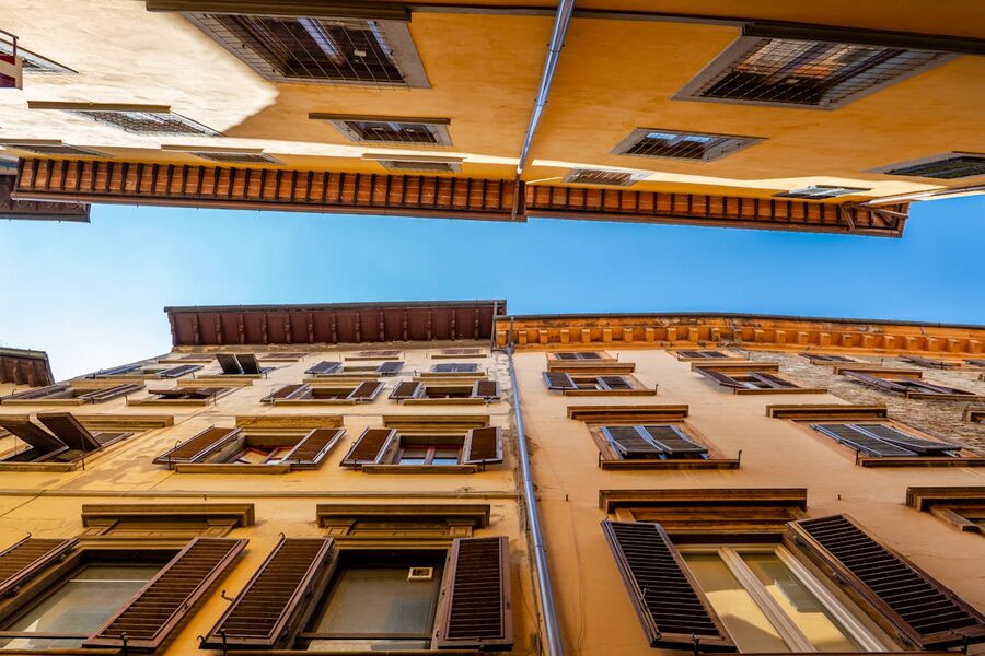 Narrow alley in Florence with classic Italian architecture