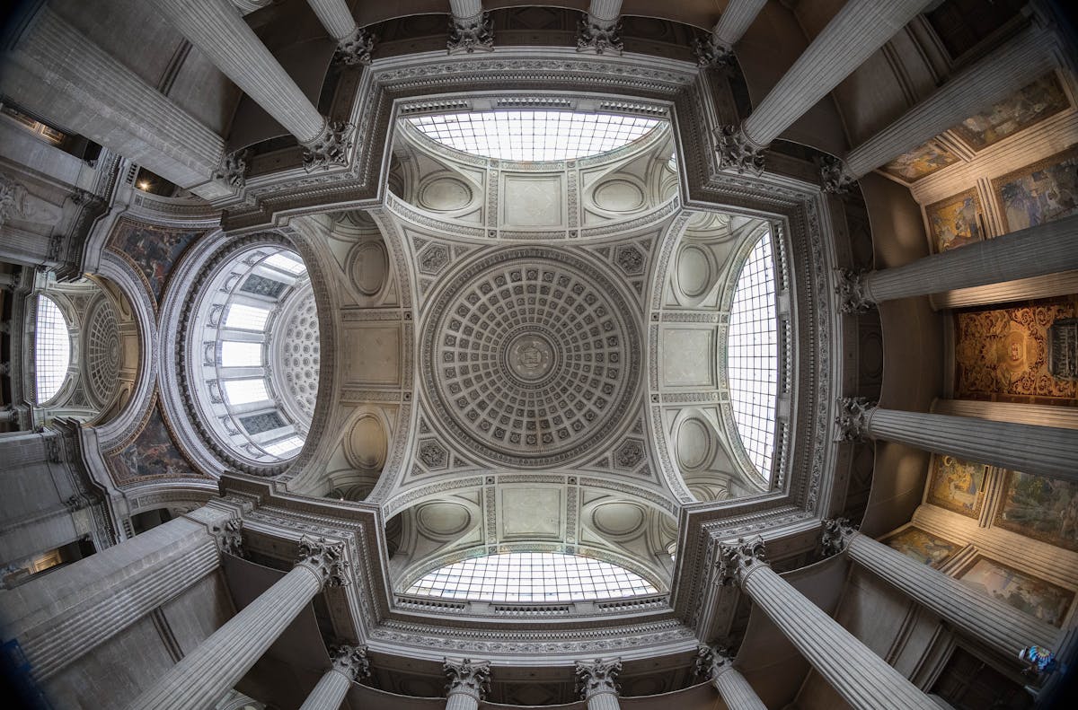 Elegant dome and column architecture inside the Paris Pantheon