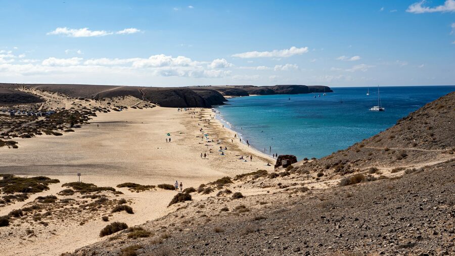 Papagayo Beach with azure waters and sandy shores in Lanzarote