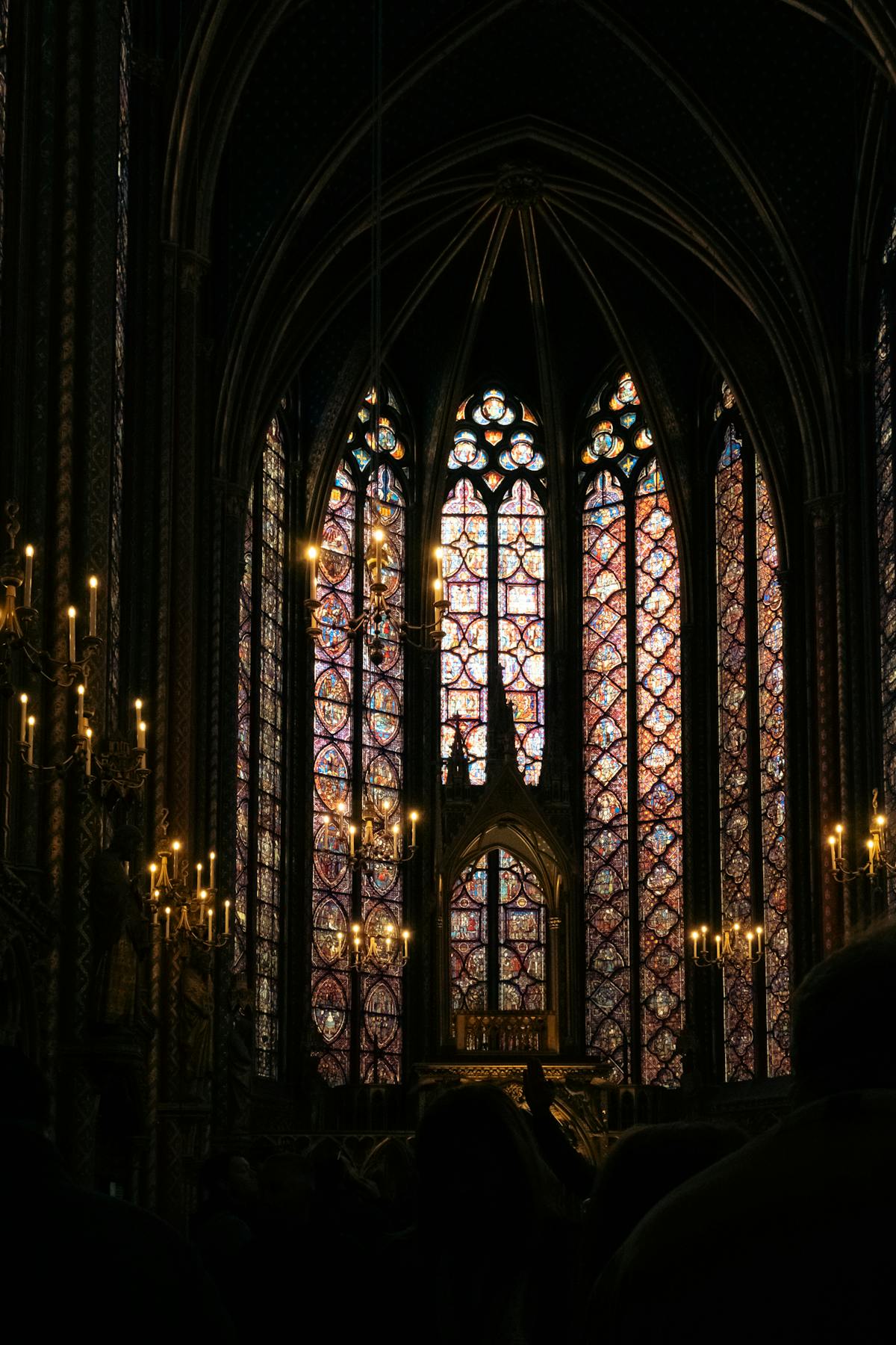 Gothic cathedral interior showing the scale of medieval stained glass architecture