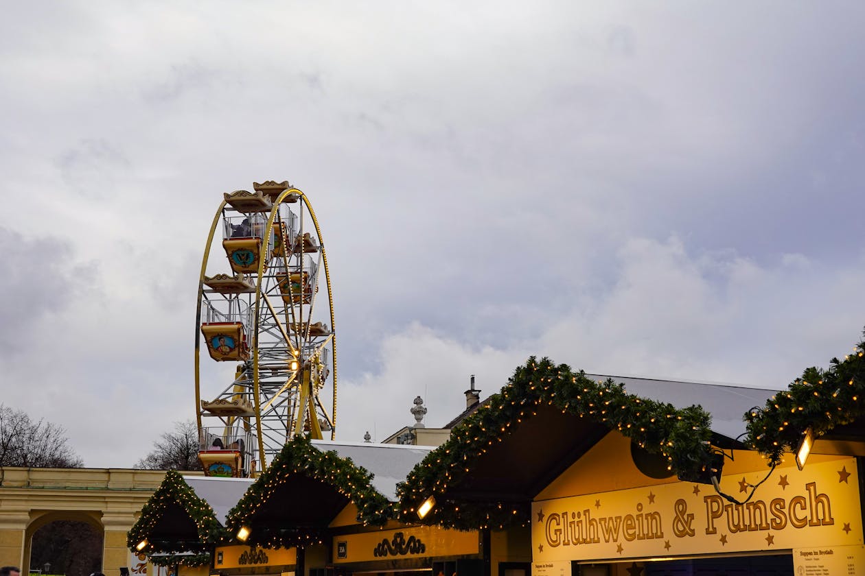 Christmas market ferris wheel in Vienna at night