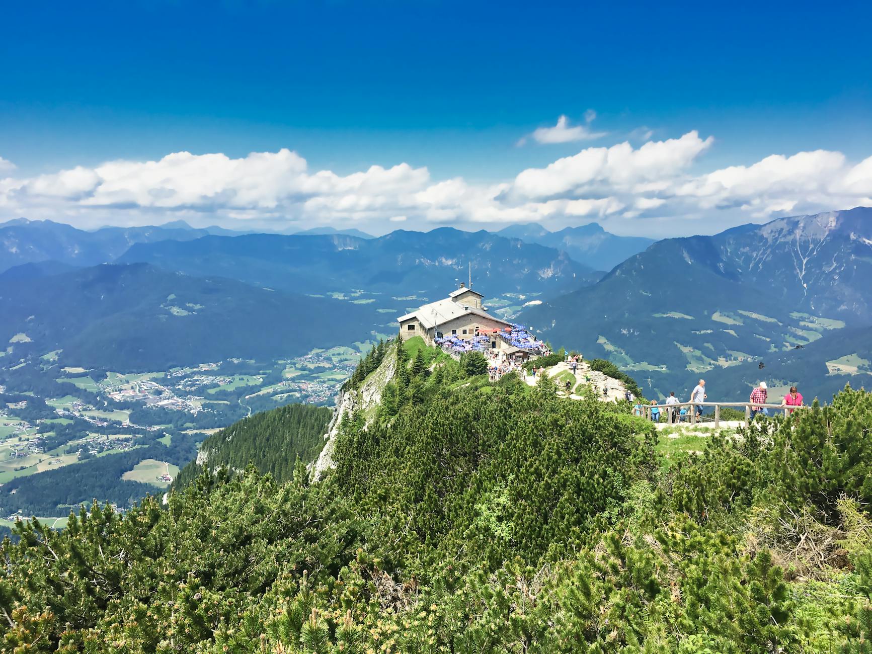 Bird's eye view of Eagle's Nest building on Kehlstein summit in Berchtesgaden