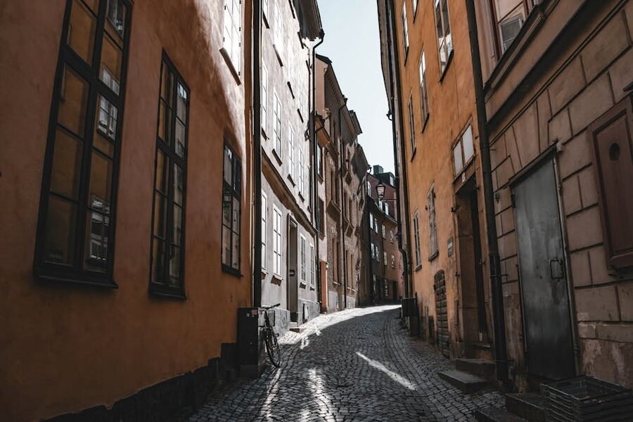 A cobblestone street in Gamla Stan Stockholm