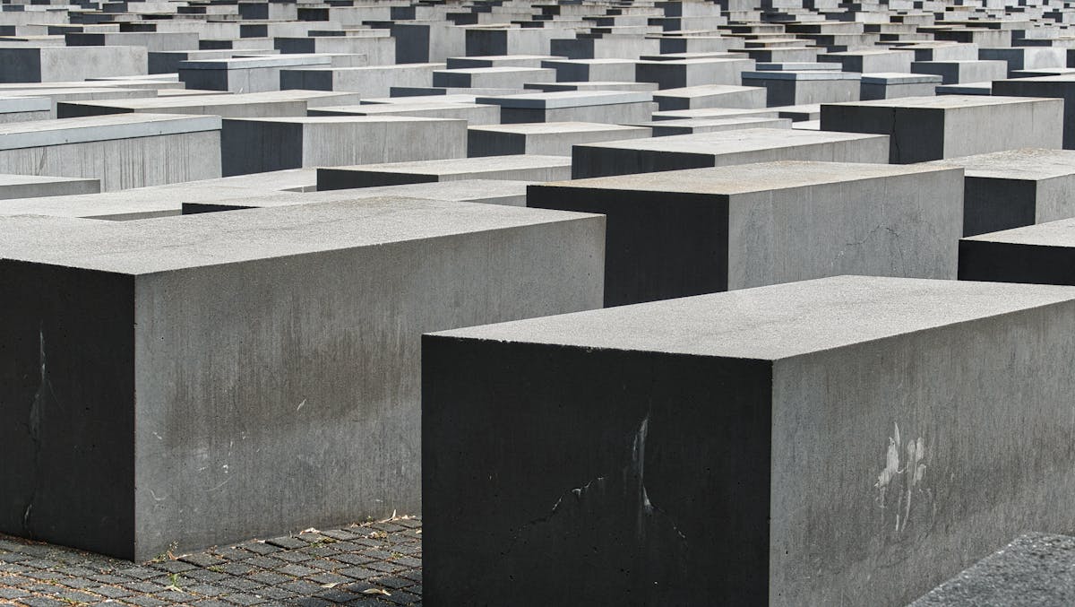Holocaust Memorial concrete stelae in Berlin