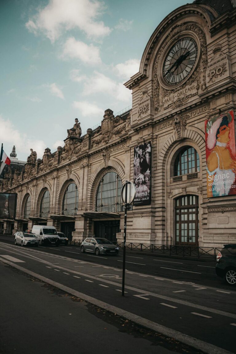 The grand facade of the Musee dOrsay in Paris with its iconic station clock