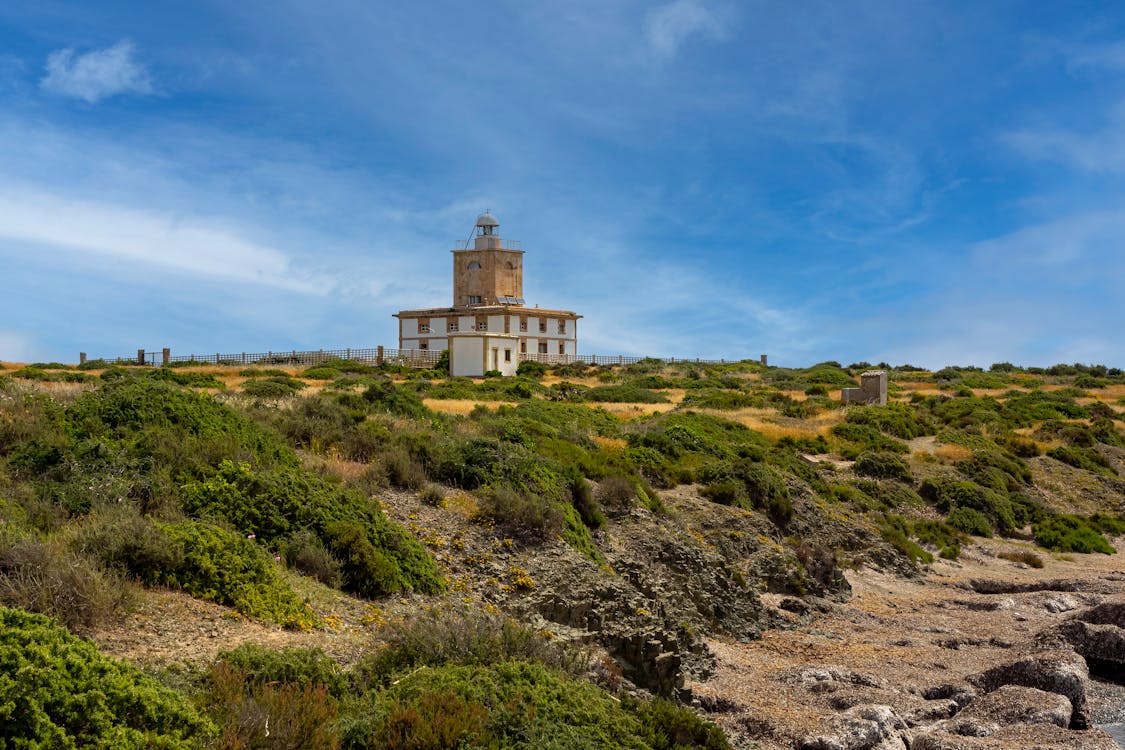 Tabarca Lighthouse surrounded by nature on a clear day