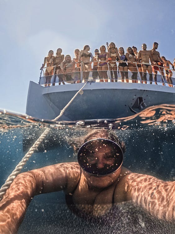 Snorkeling from a boat in clear waters