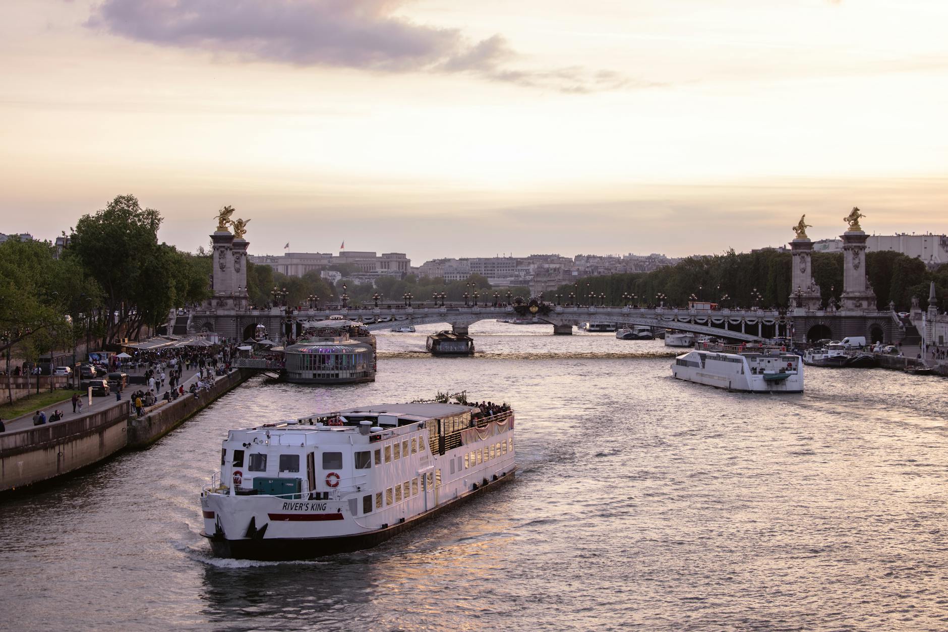 Golden sunset over the Seine River in Paris