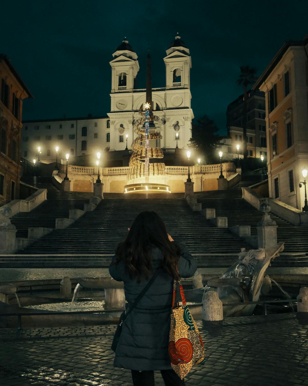 Spanish Steps in Rome captured at night