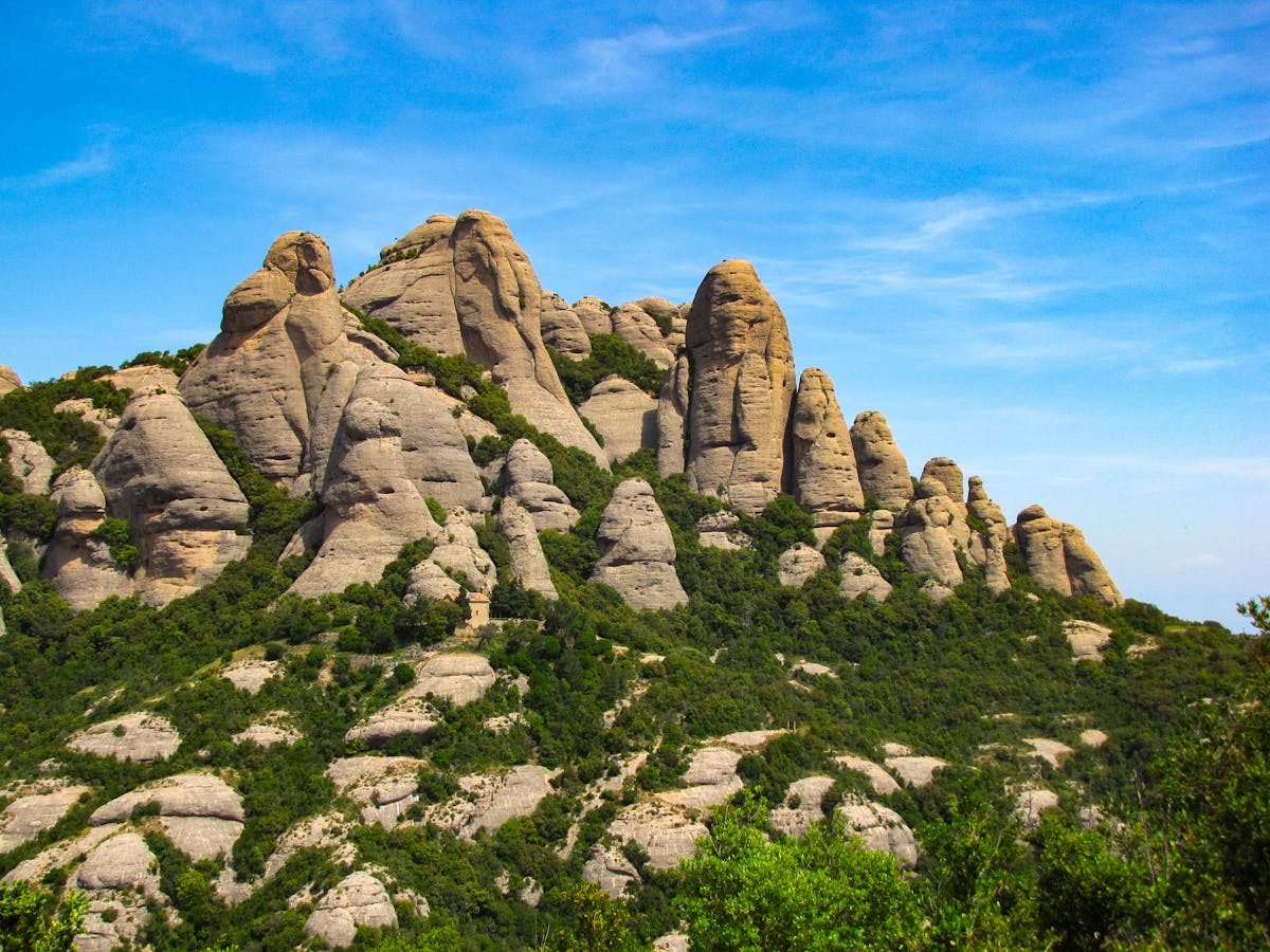 Montserrat monastery built into the dramatic rock formations of the mountain