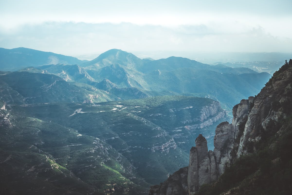 A lookout point on Montserrat offering a wide panorama of the valley below
