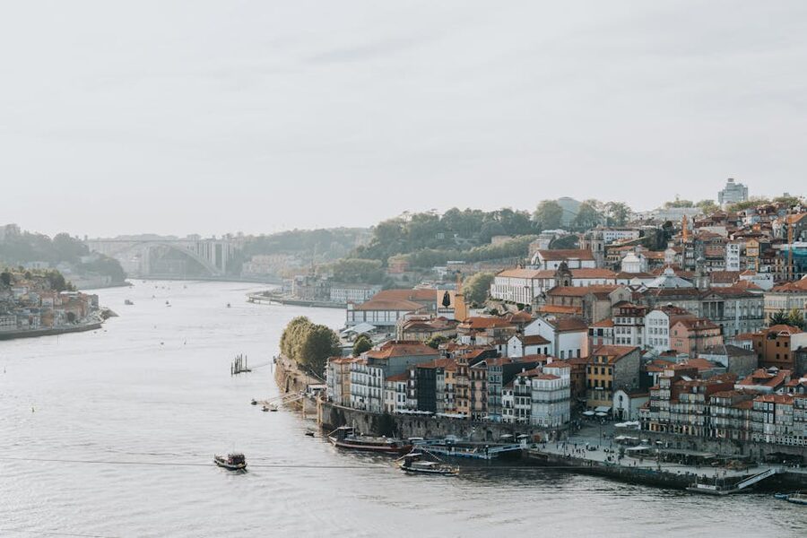 Porto historic riverfront buildings near Ribeira