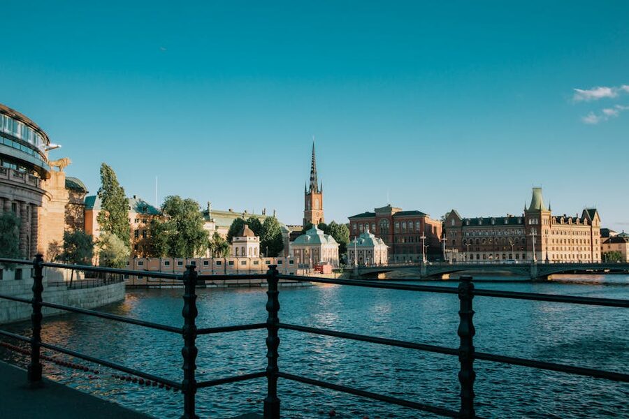 Riddarholmen Stockholm in summer with calm water