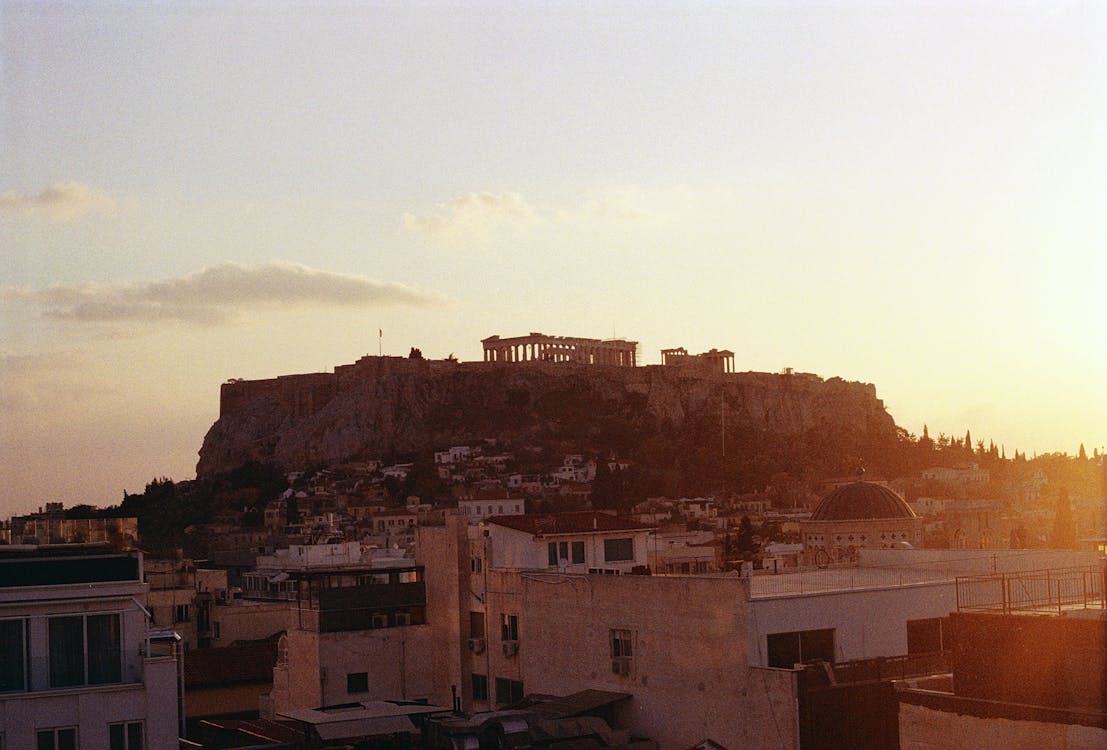Captivating sunset view of the Acropolis in Athens Greece