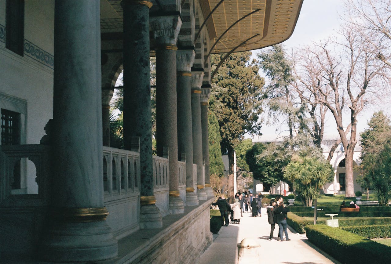 Rich architectural details inside Topkapi Palace showing Ottoman craftsmanship