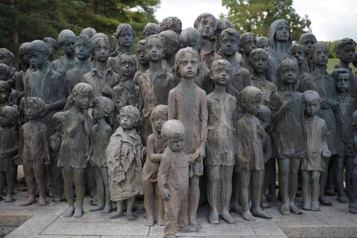Bronze statue memorial commemorating the children of Lidice in Czechia