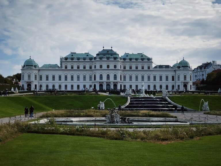 Upper Belvedere Palace facade with baroque architecture and manicured gardens in Vienna
