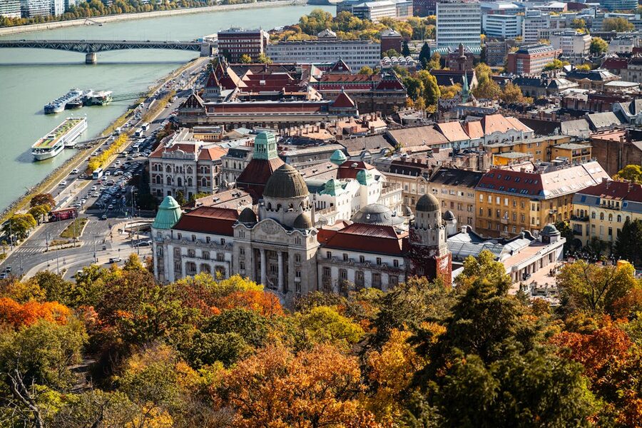 Classical arched corridors inside Szechenyi Thermal Bath Budapest