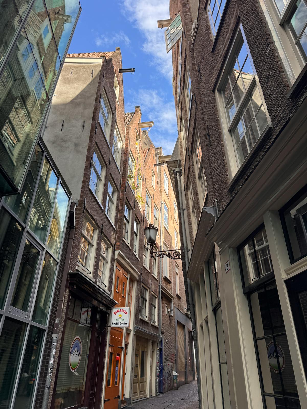 Narrow cobblestone street in Amsterdam old town