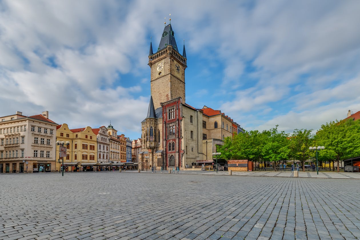 Old Town Square in Prague featuring the Church of Our Lady before Tyn