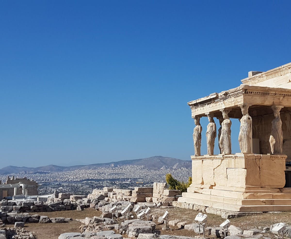 Close-up of Parthenon columns at the Acropolis