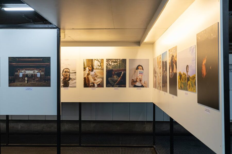 Diverse photographs in a well-lit gallery