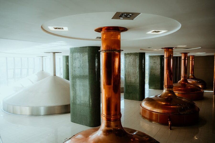 Pilsen brewery copper tanks