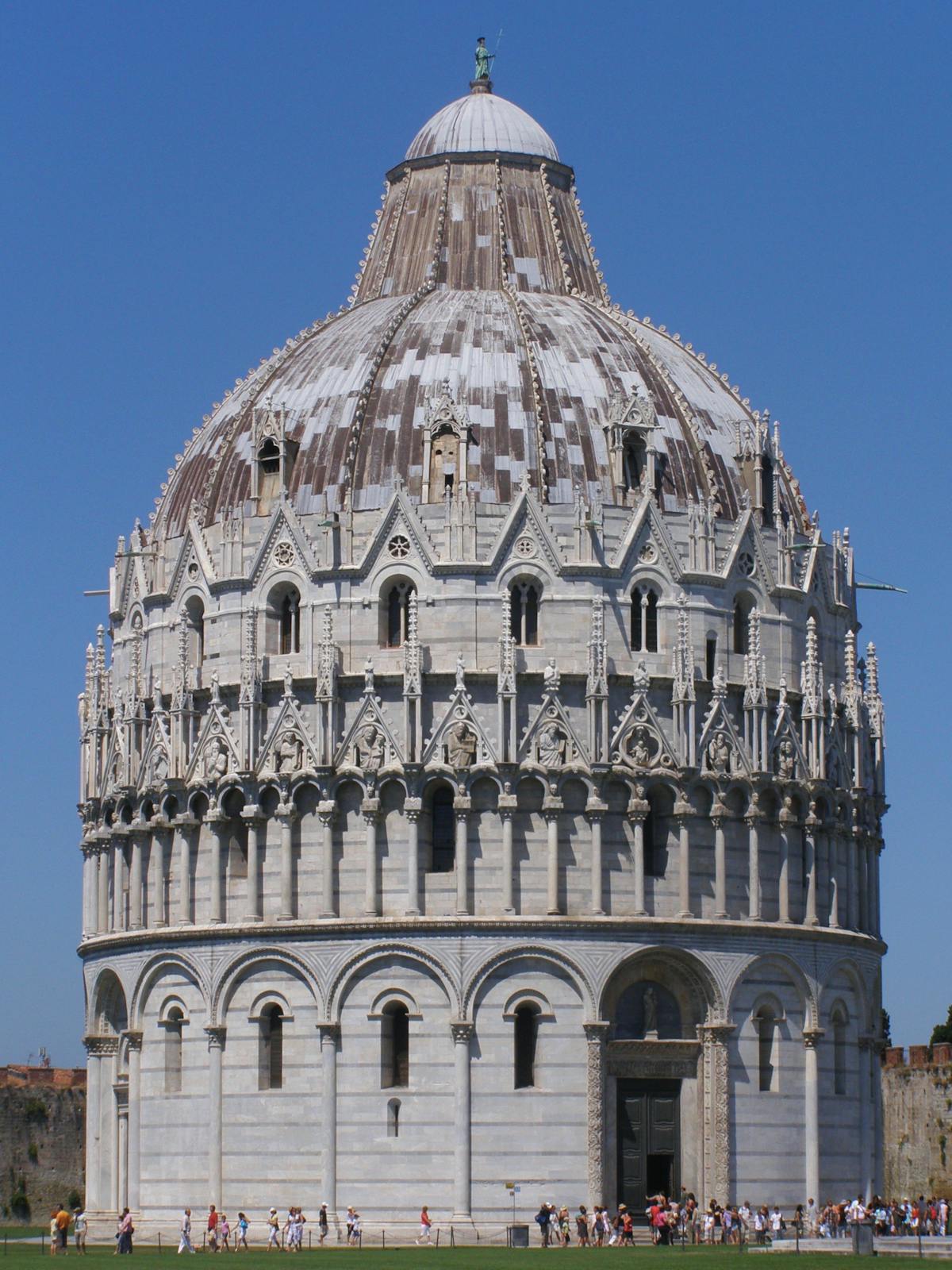 The round Baptistery of St John in Pisa with its Gothic dome