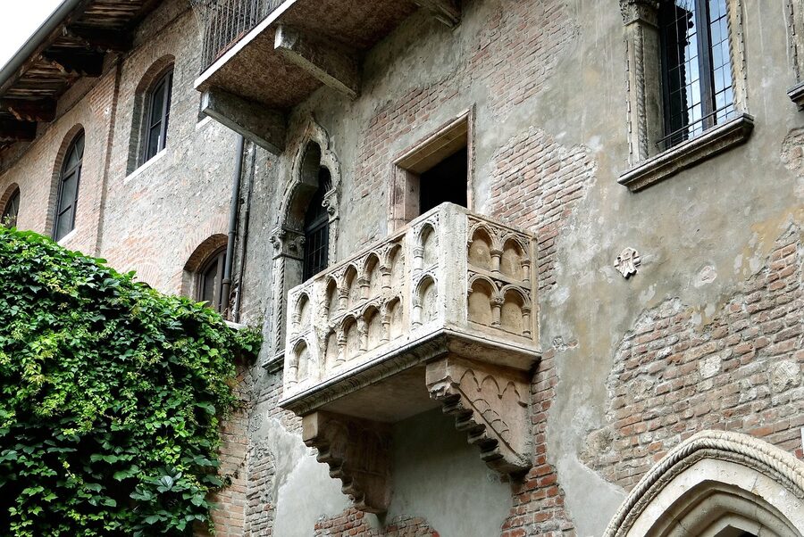 The famous Juliet balcony at Casa di Giulietta in Verona Italy