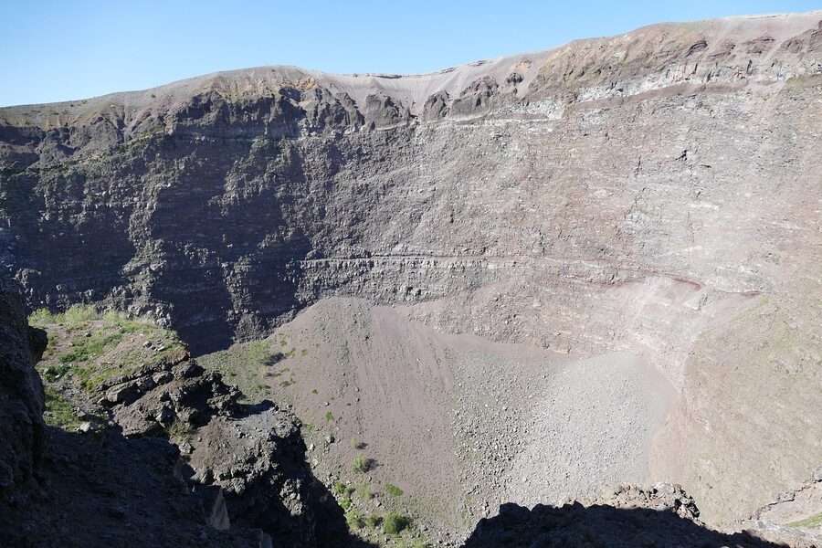 Vesuvius volcano crater with caldera landscape in Naples Italy