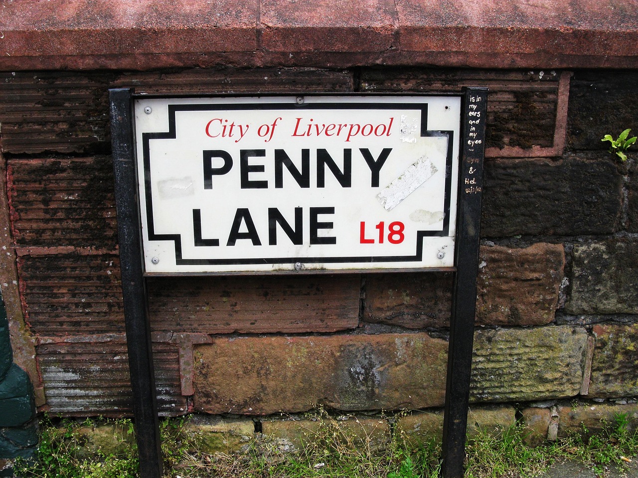 The Penny Lane street sign in Liverpool, made famous by the Beatles song